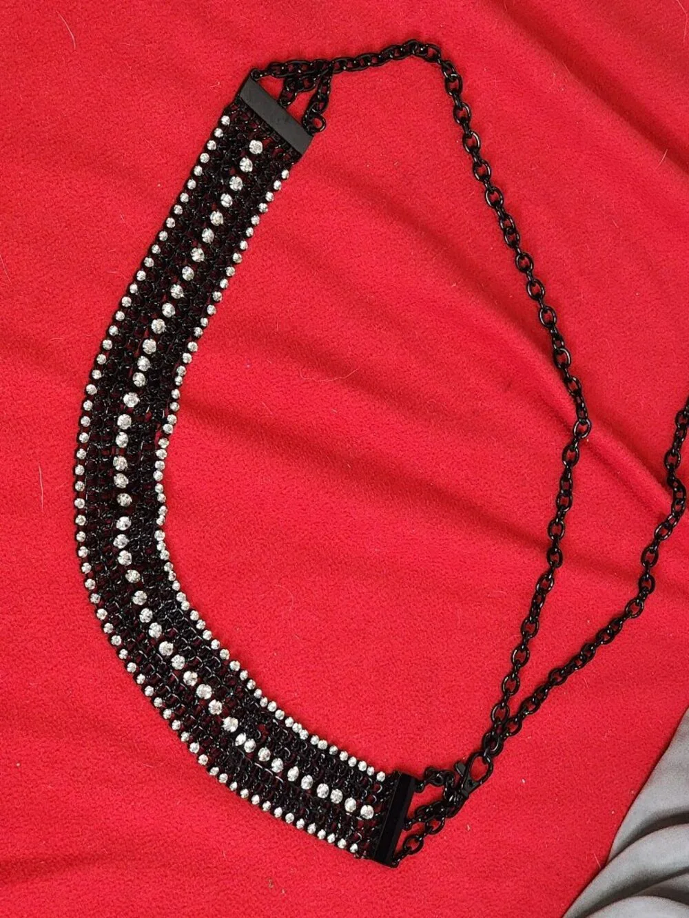 Chico's Vintage Black Metal and Rhinestone Adjustable 50.5